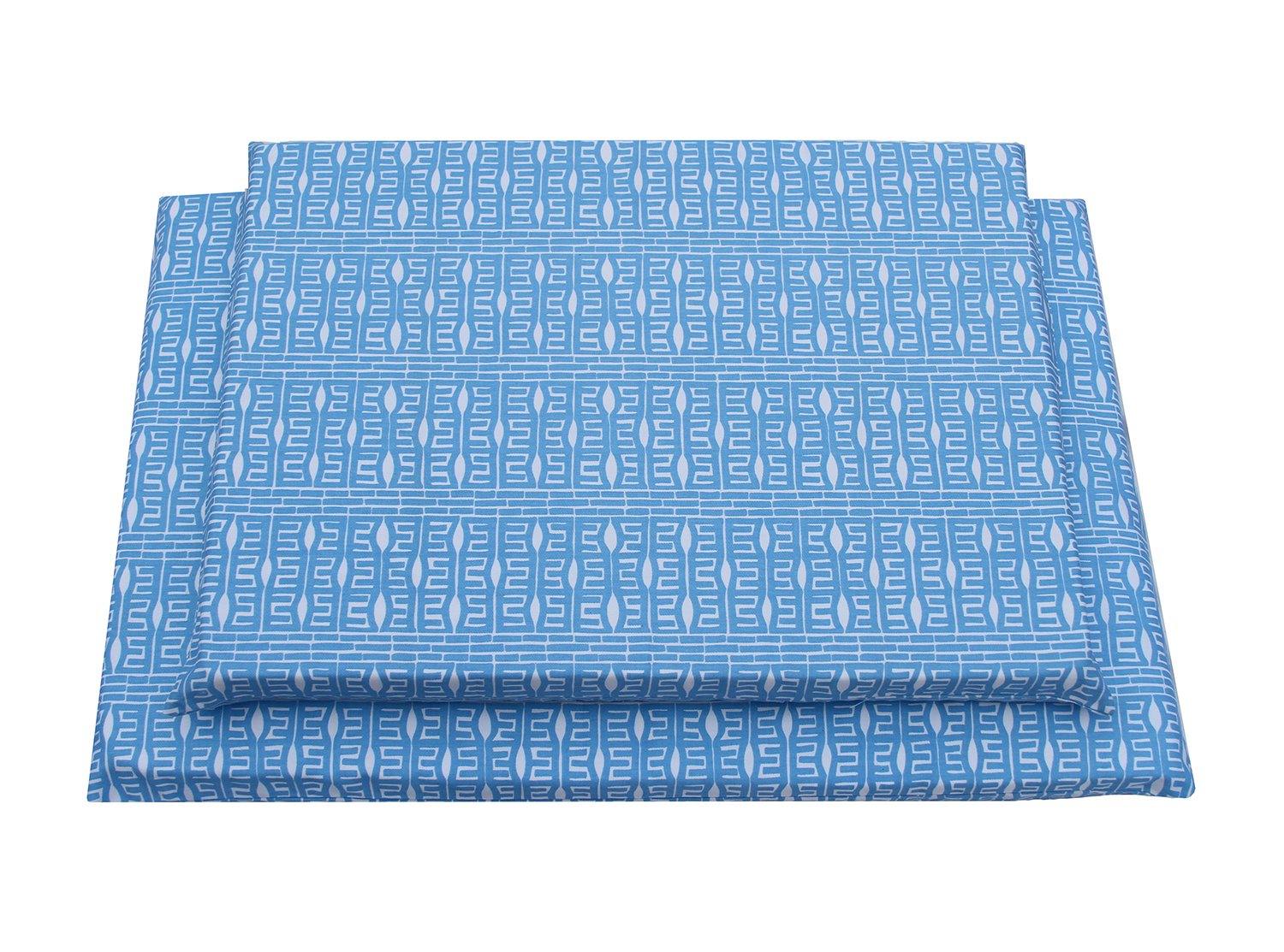 organic cotton dog bed cover in blue pattern