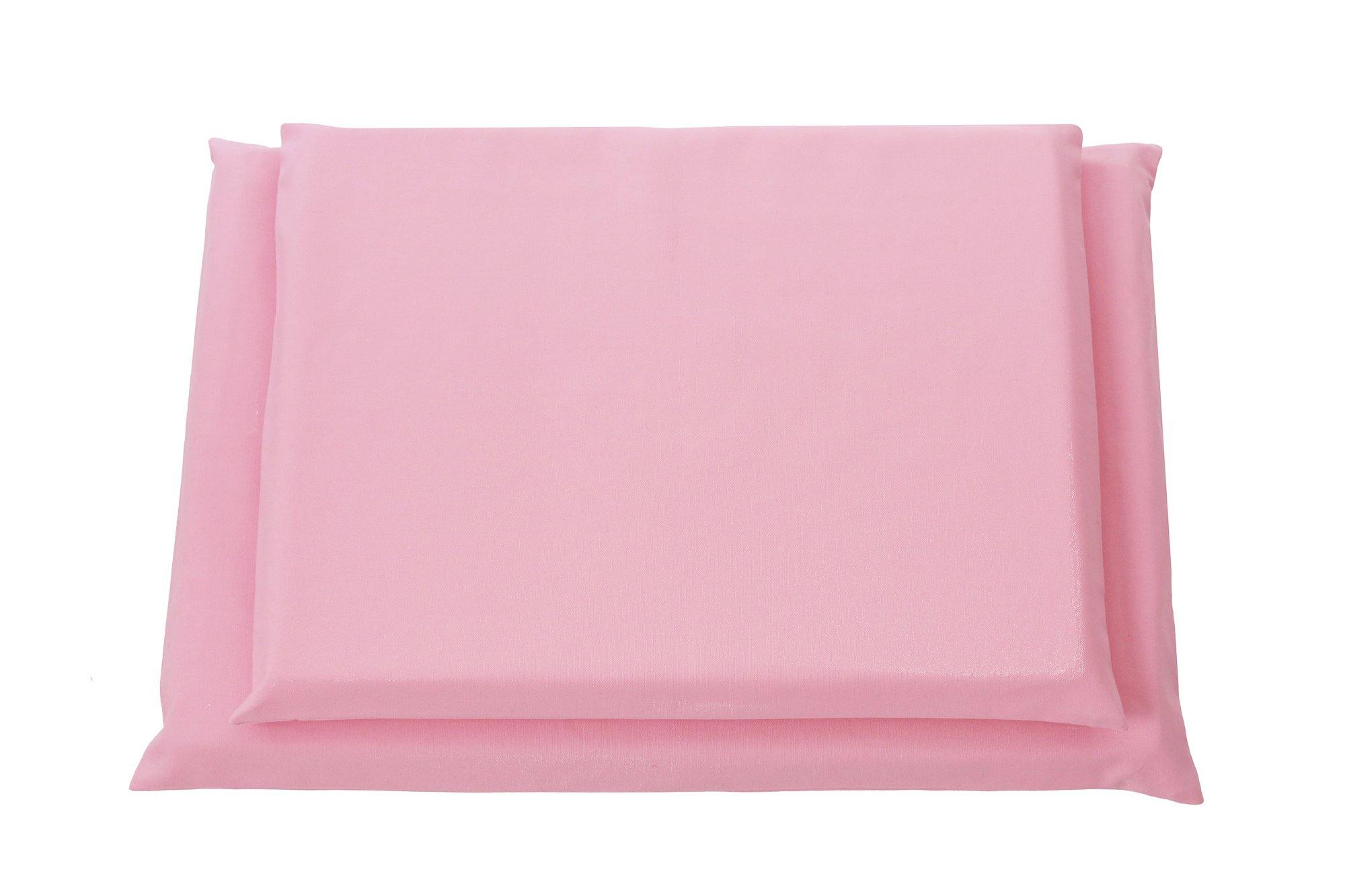 top view of pink organic dog mat covers