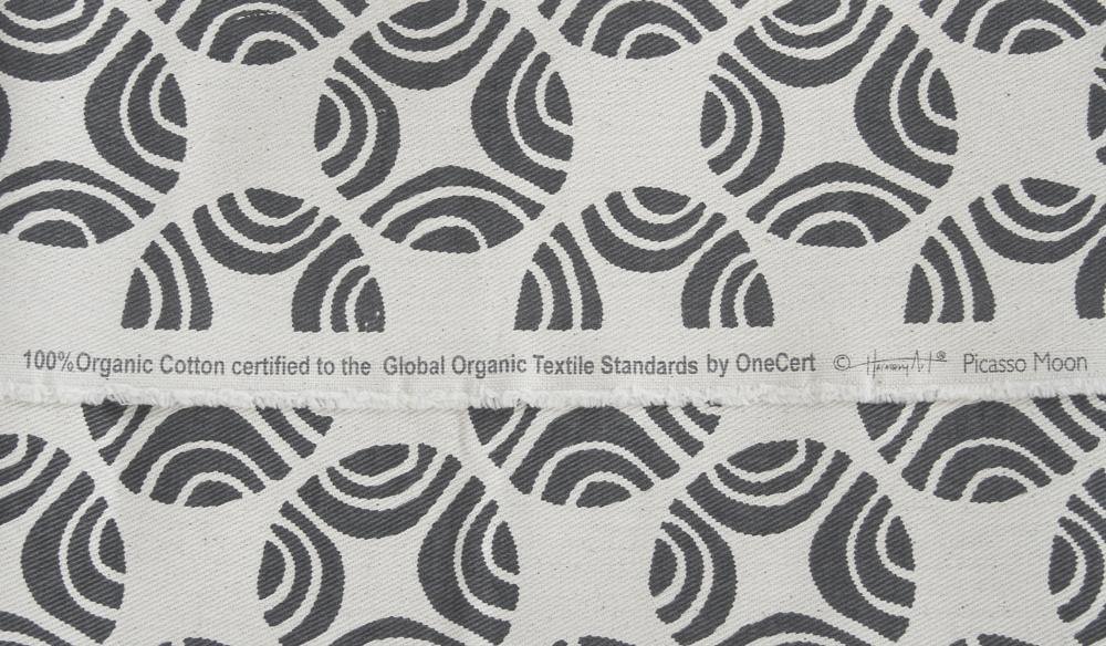 organic cotton fabric close up in black and white picasso print